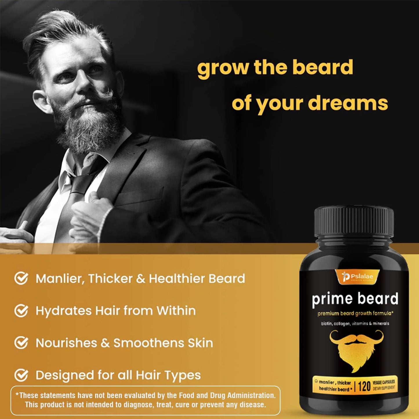 Beard Growth Vitamins – Biotin & Saw Palmetto