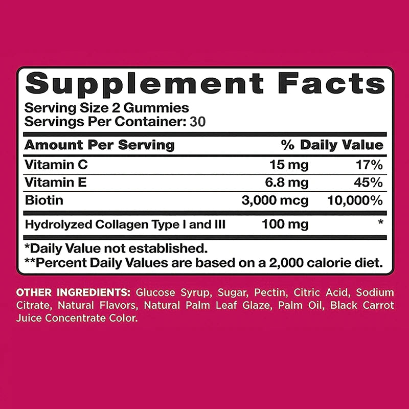 Hair, Skin & Nails Gummies with Collagen – Beauty & Joint Support (60 Ct)
