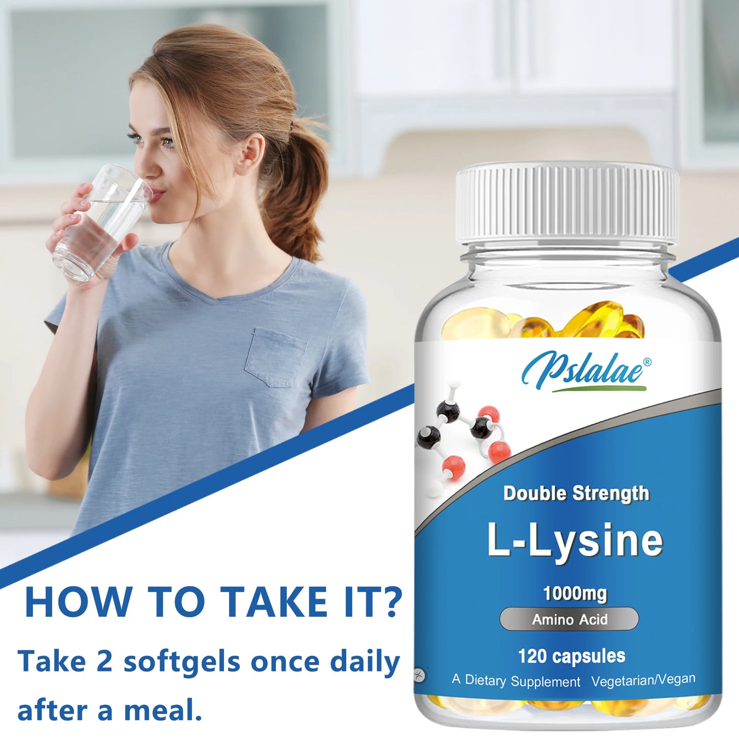 L-Lysine 1000mg – Collagen, Skin & Immune Function Support (120)
