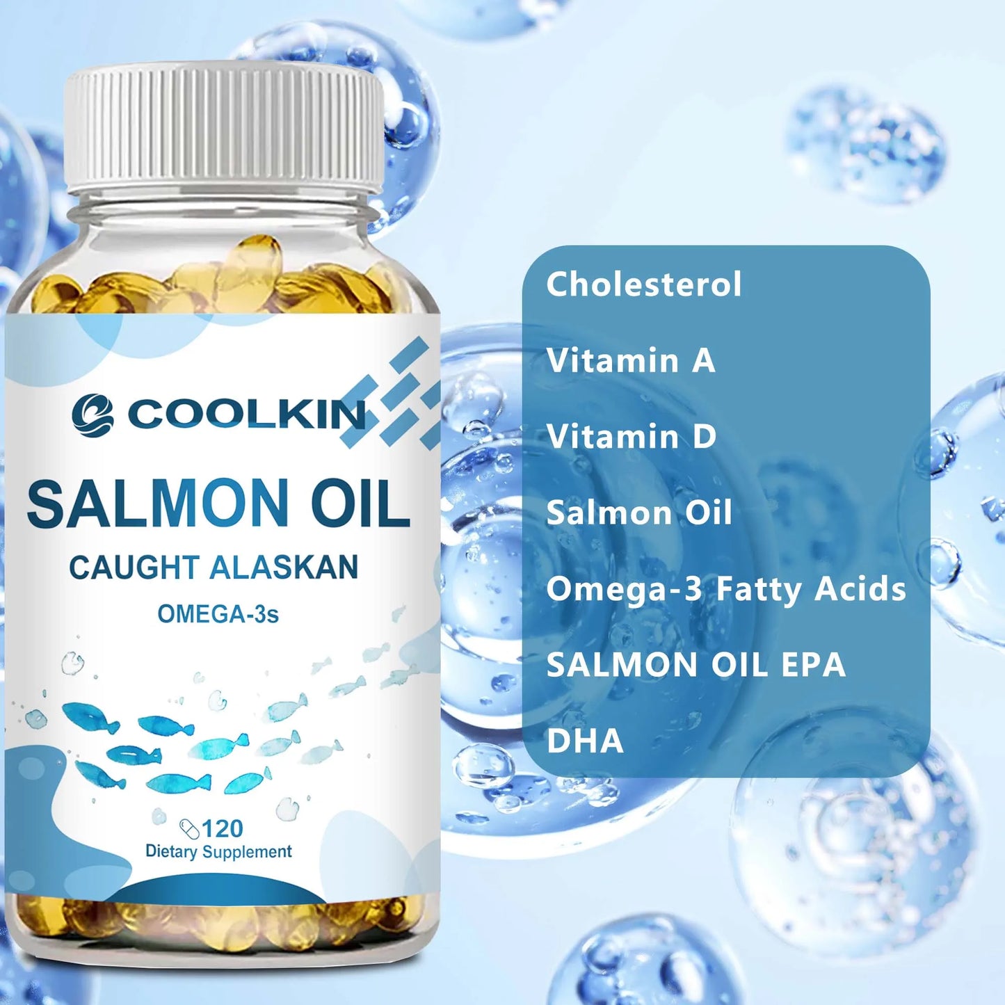 Salmon Oil Capsules (120) – Omega-3 EPA & DHA for Heart & Brain