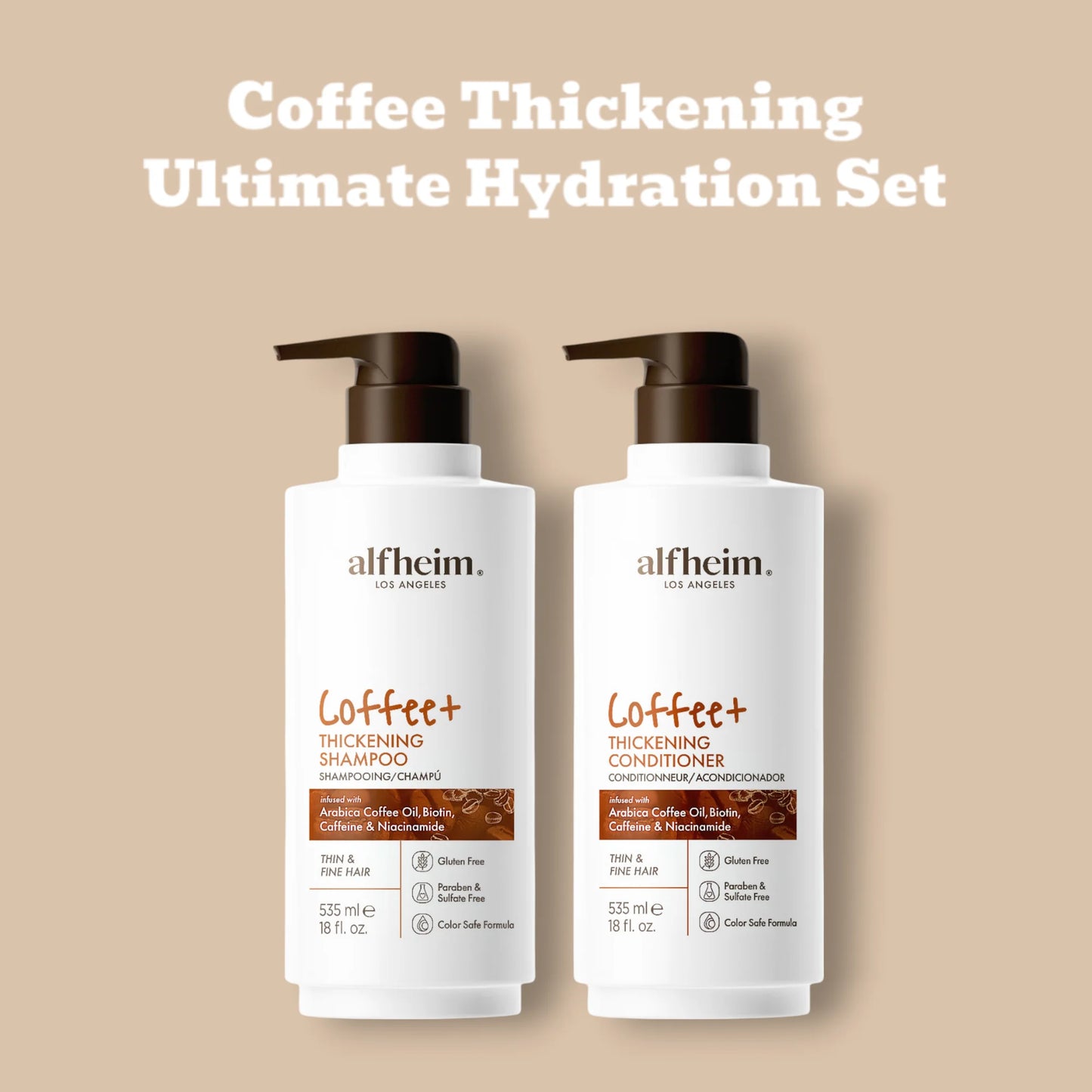 Coffee+ Thickening Shampoo & Conditioner – Volume & Shine