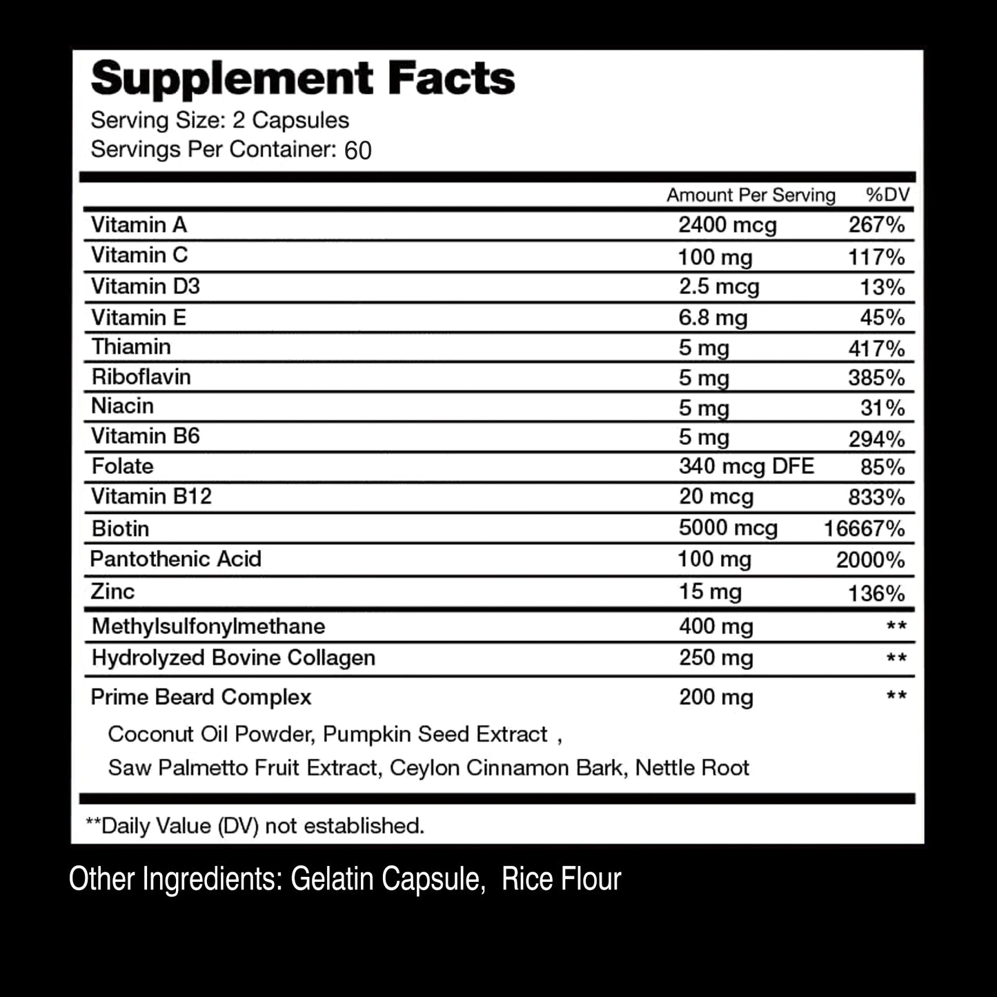 Beard Growth Vitamins – Biotin & Saw Palmetto for Thick, Healthy Beard