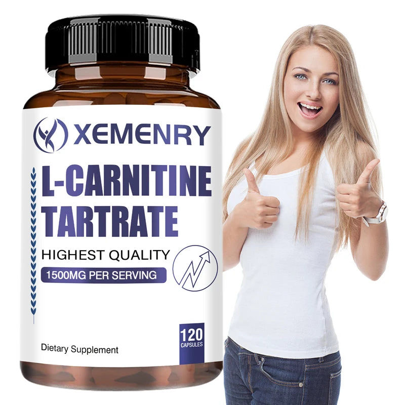 L-Carnitine Tartrate Supplement - Boosts Natural Energy, Supports Metabolism and Relieves Fatigue - 120 Capsules