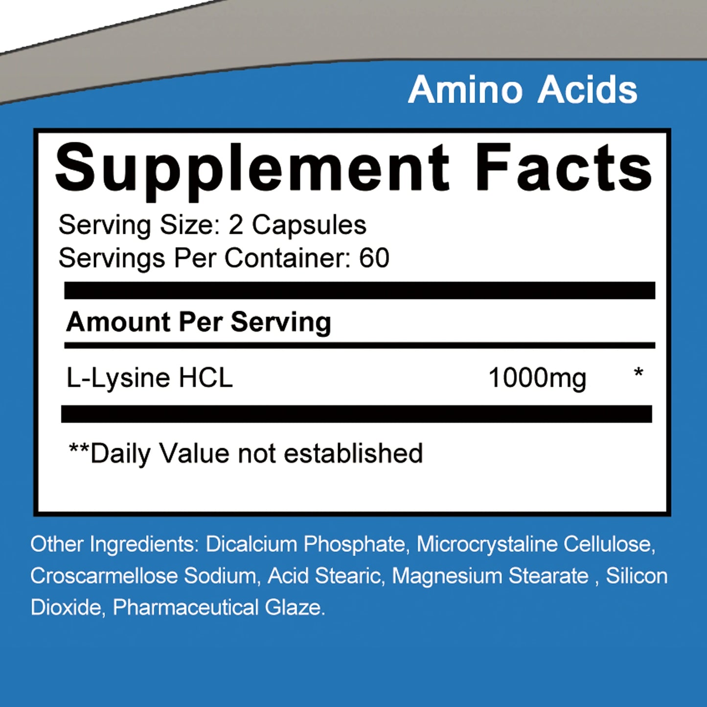 L-Lysine 1000mg – Collagen, Skin & Immune Function Support (120)