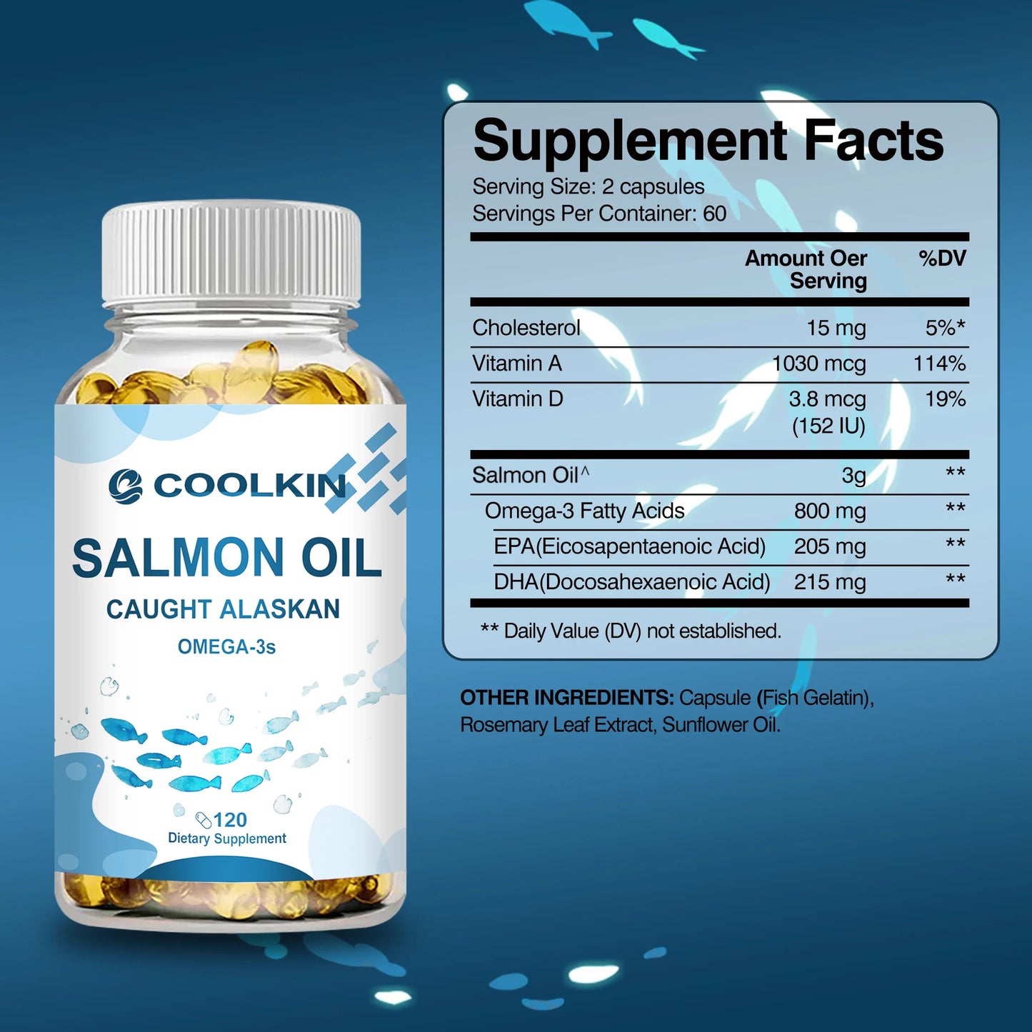 Salmon Oil Capsules (120) – Omega-3 EPA & DHA for Heart & Brain