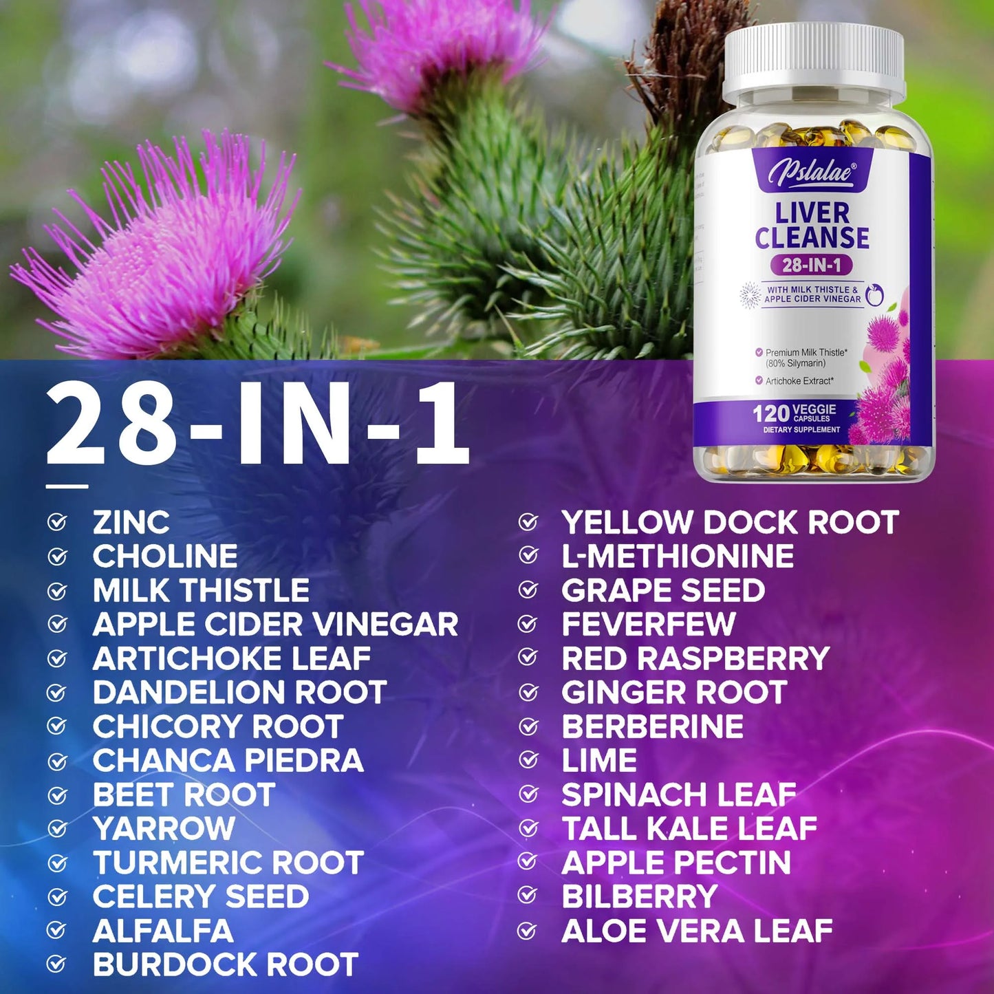 Liver Cleanse Detox Capsules – 28-in-1 Formula with Dandelion & Artichoke