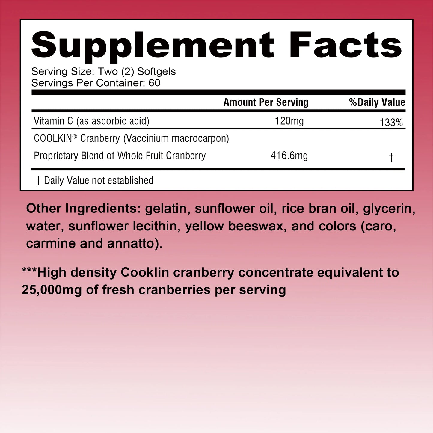 Cranberry + Vitamin C Supplement – Urinary & Kidney Health (120)