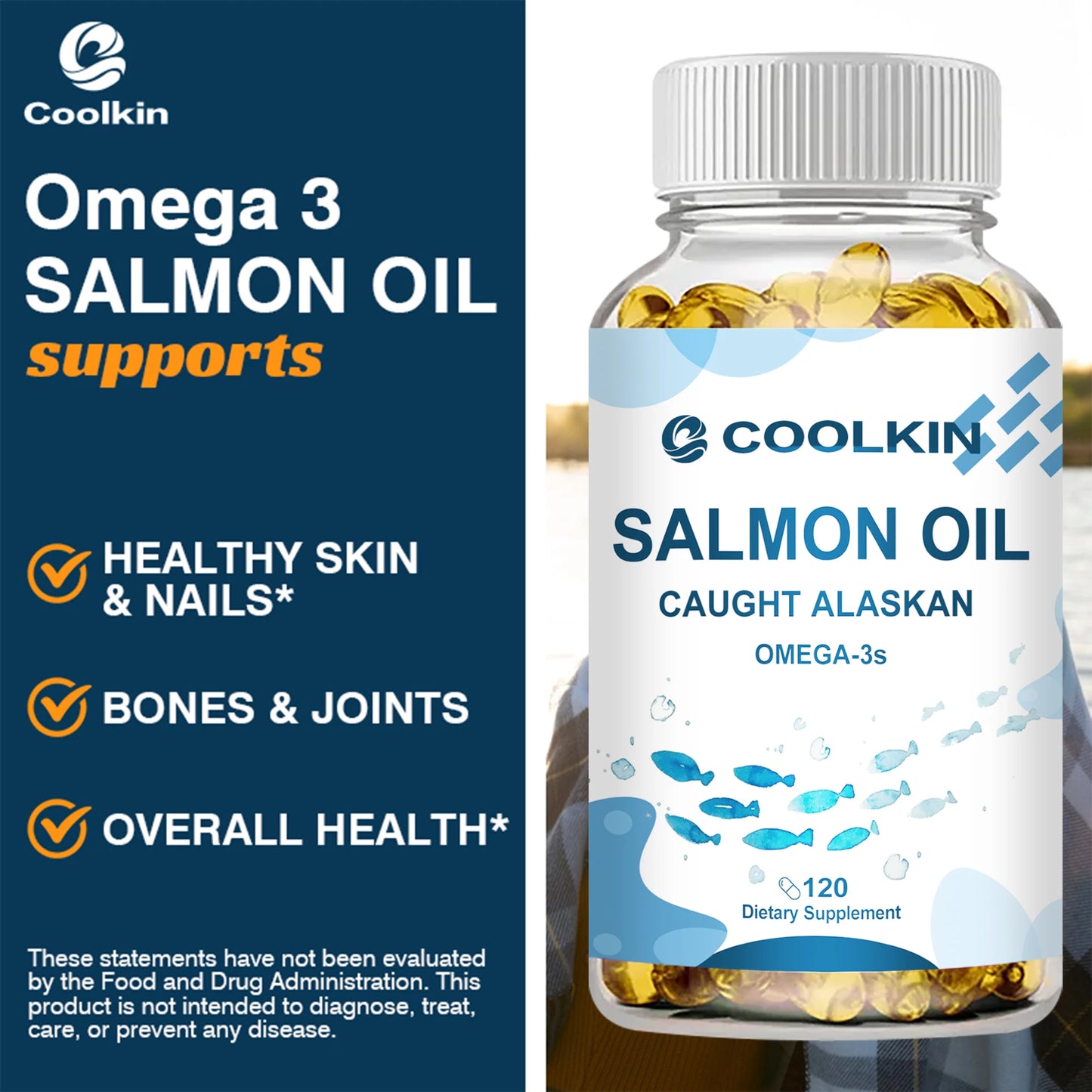 Salmon Oil Capsules (120) – Omega-3 EPA & DHA for Heart & Brain