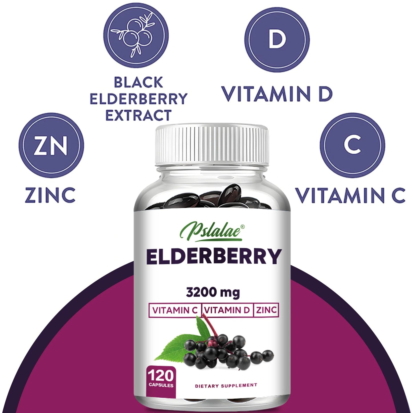 Elderberry Supplement – Immune & Antioxidant Support (120 Ct)