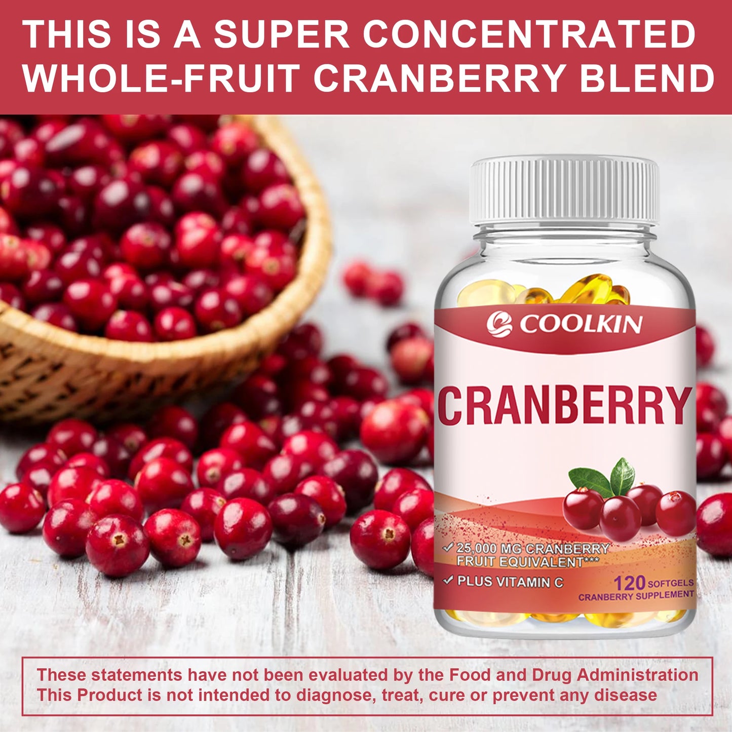Cranberry + Vitamin C Supplement – Urinary & Kidney Health (120)