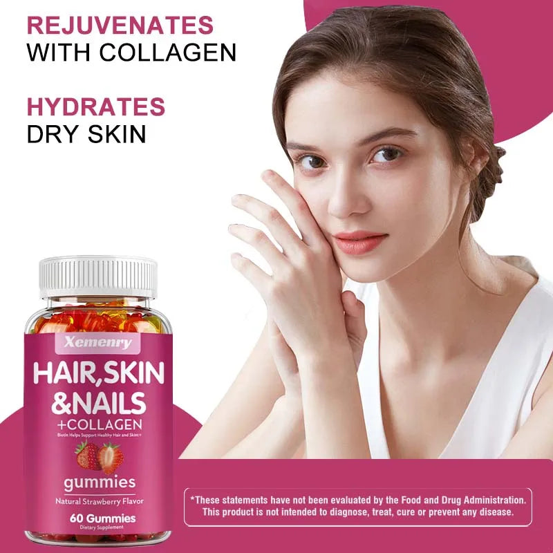 Hair, Skin & Nails + Collagen Gummies – Beauty & Joint Support (60)