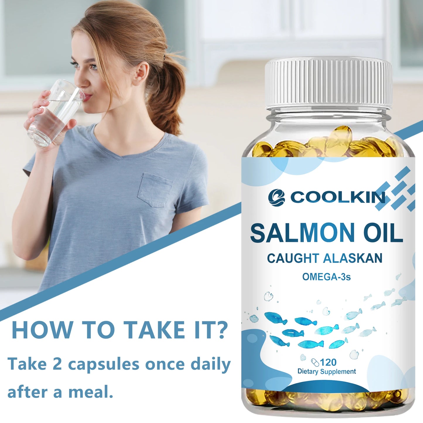 Salmon Oil Capsules (120) – Omega-3 EPA & DHA for Heart & Brain