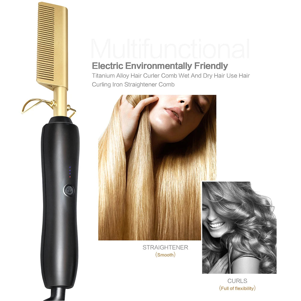 Heating Hot Comb – Electric Hair Straightening Brush