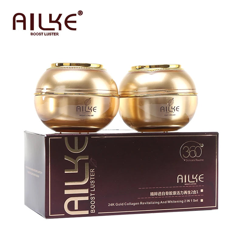 AILKE 24K Gold Skincare Set – Essence, Toner & Cream