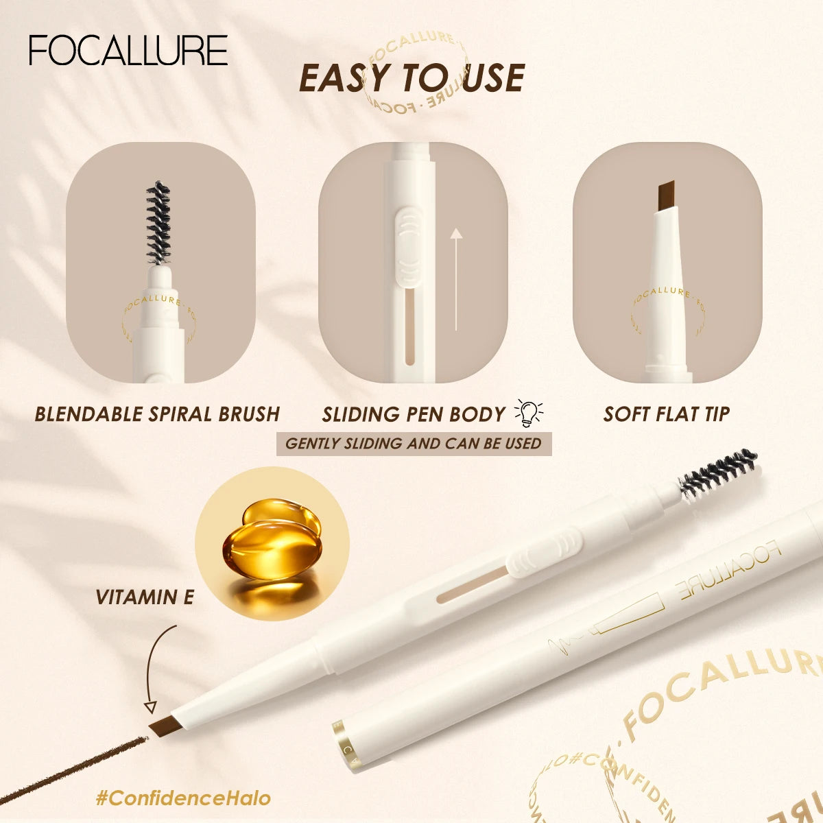 Focallure Eyebrow Pencil – 4 Colors, Waterproof