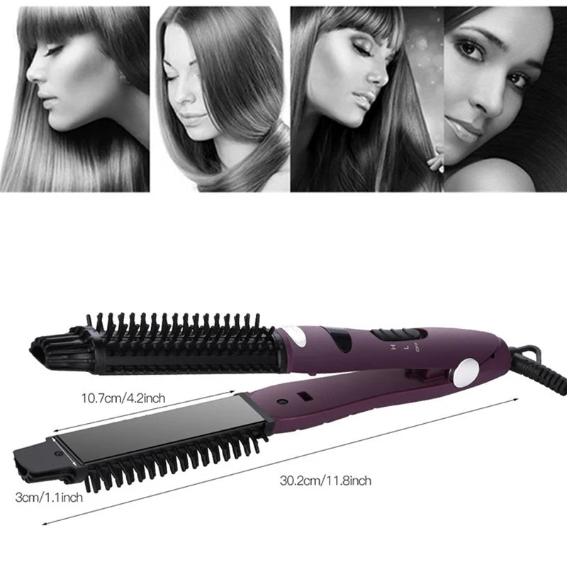 Portable 2-in-1 Hair Styler – Ceramic Straightener & Curler