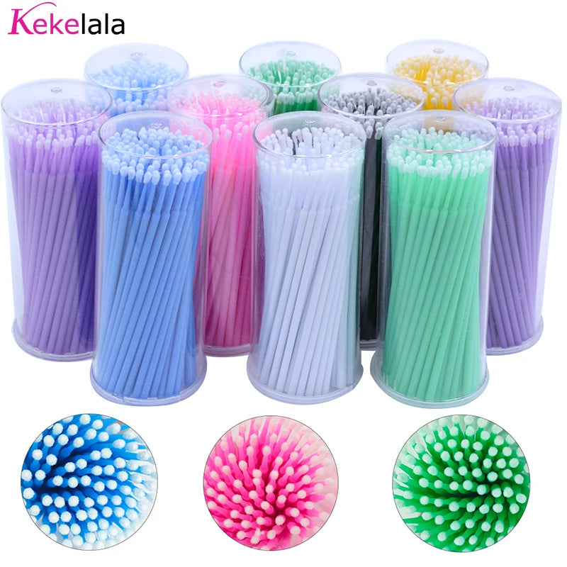 100PCS Eyelash Cleaning Swabs – Lash Extension & Glue Remover Tools