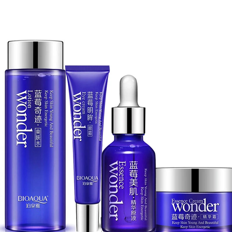4PCS Blueberry Skincare Set – Serum, Cream, Toner & Eye Care