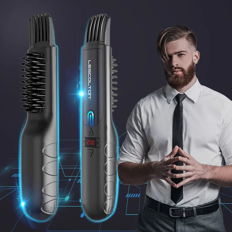 Wireless Beard Straightener Comb – Heated Styling Brush