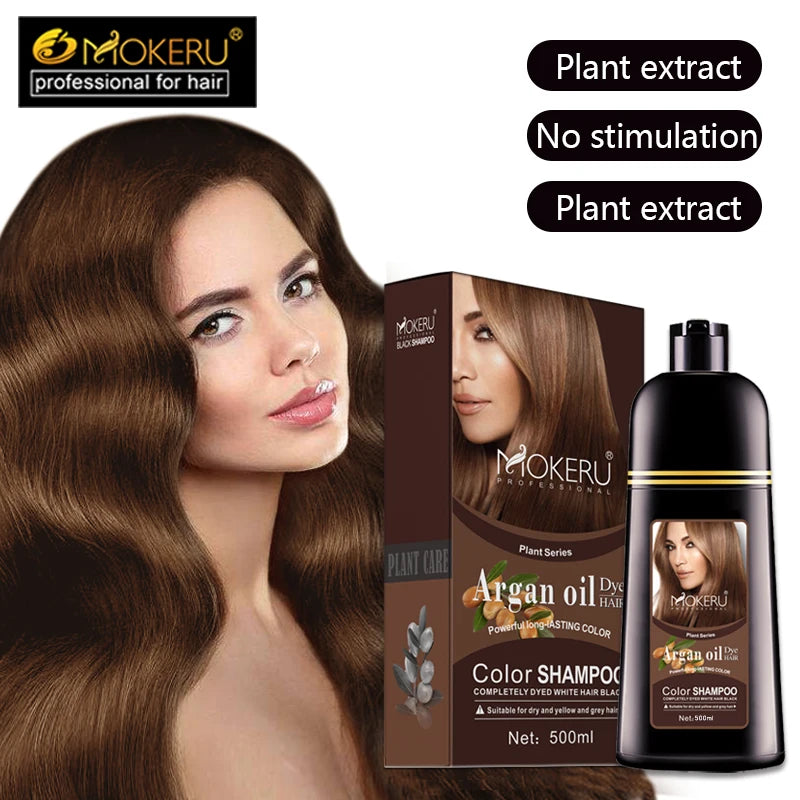 Mokeru Argan Hair Dye – Moisturizing Brown Shampoo