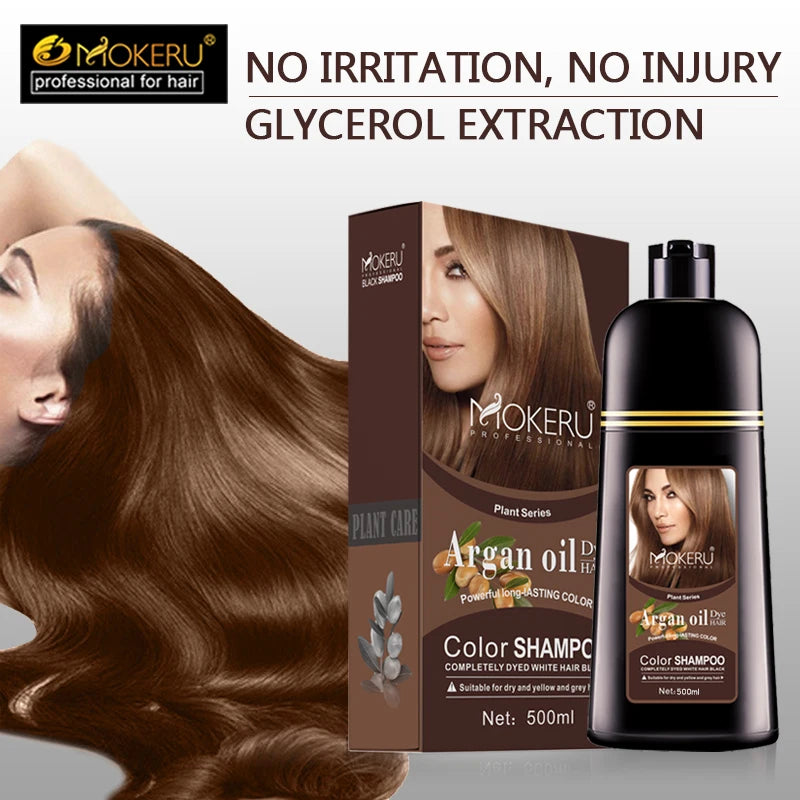 Mokeru Argan Hair Dye – Moisturizing Brown Shampoo