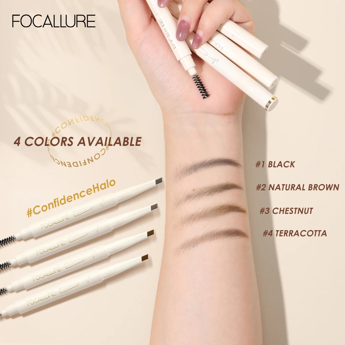 Focallure Eyebrow Pencil – 4 Colors, Waterproof