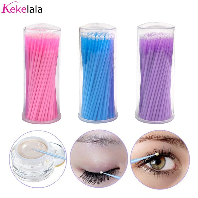 100PCS Eyelash Cleaning Swabs – Lash Extension & Glue Remover Tools