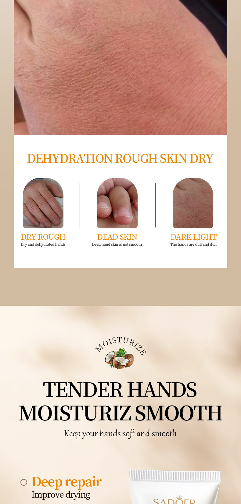 Sadoer Coconut Oil Hand Cream – Repair Dry & Cracked Skin 60g