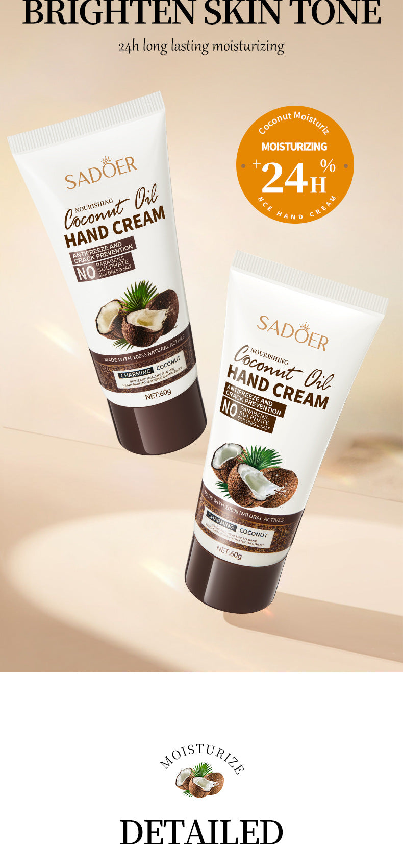 Sadoer Coconut Oil Hand Cream – Repair Dry & Cracked Skin 60g