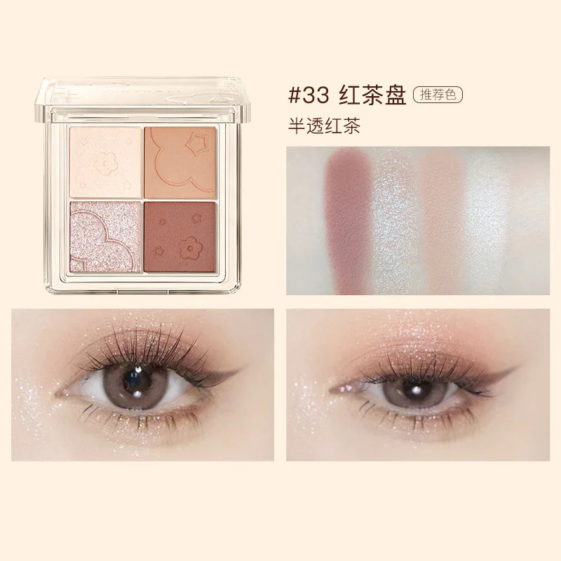 Judydoll 4-Color Eyeshadow Palette – Matte & Glitter Shades