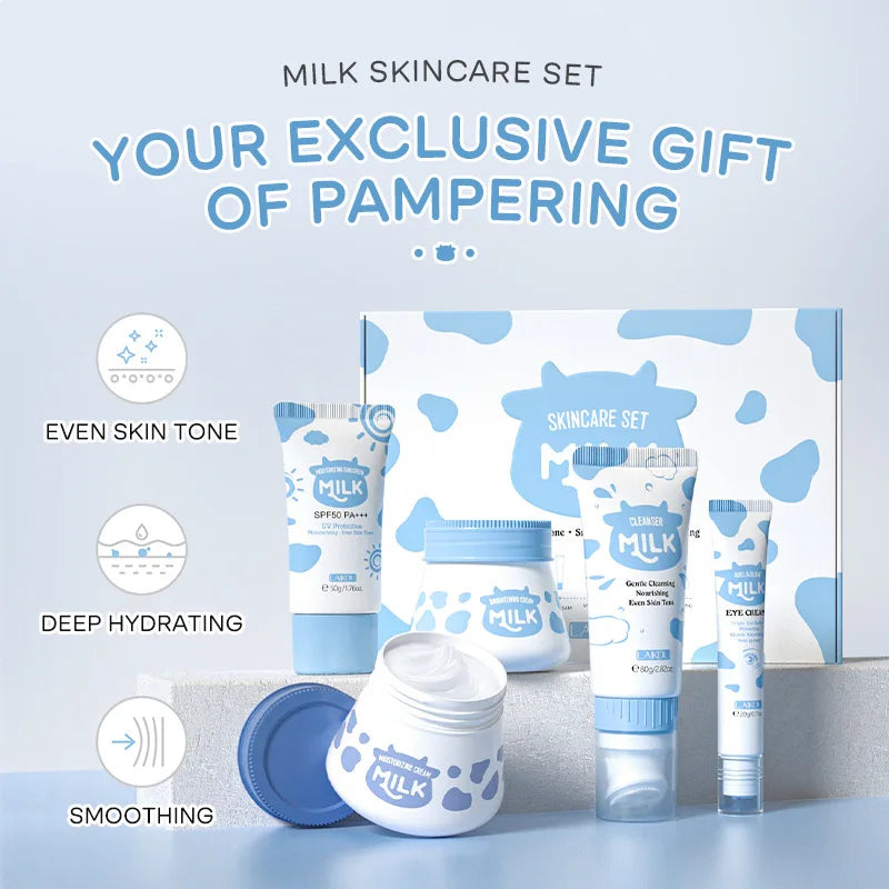 LAIKOU Milk Skincare Set – Sunscreen & Moisturizing Kit (5pcs)