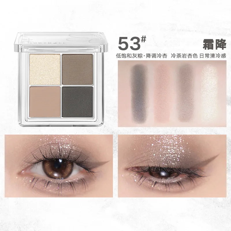 Judydoll 4-Color Eyeshadow Palette – Matte & Glitter Shades