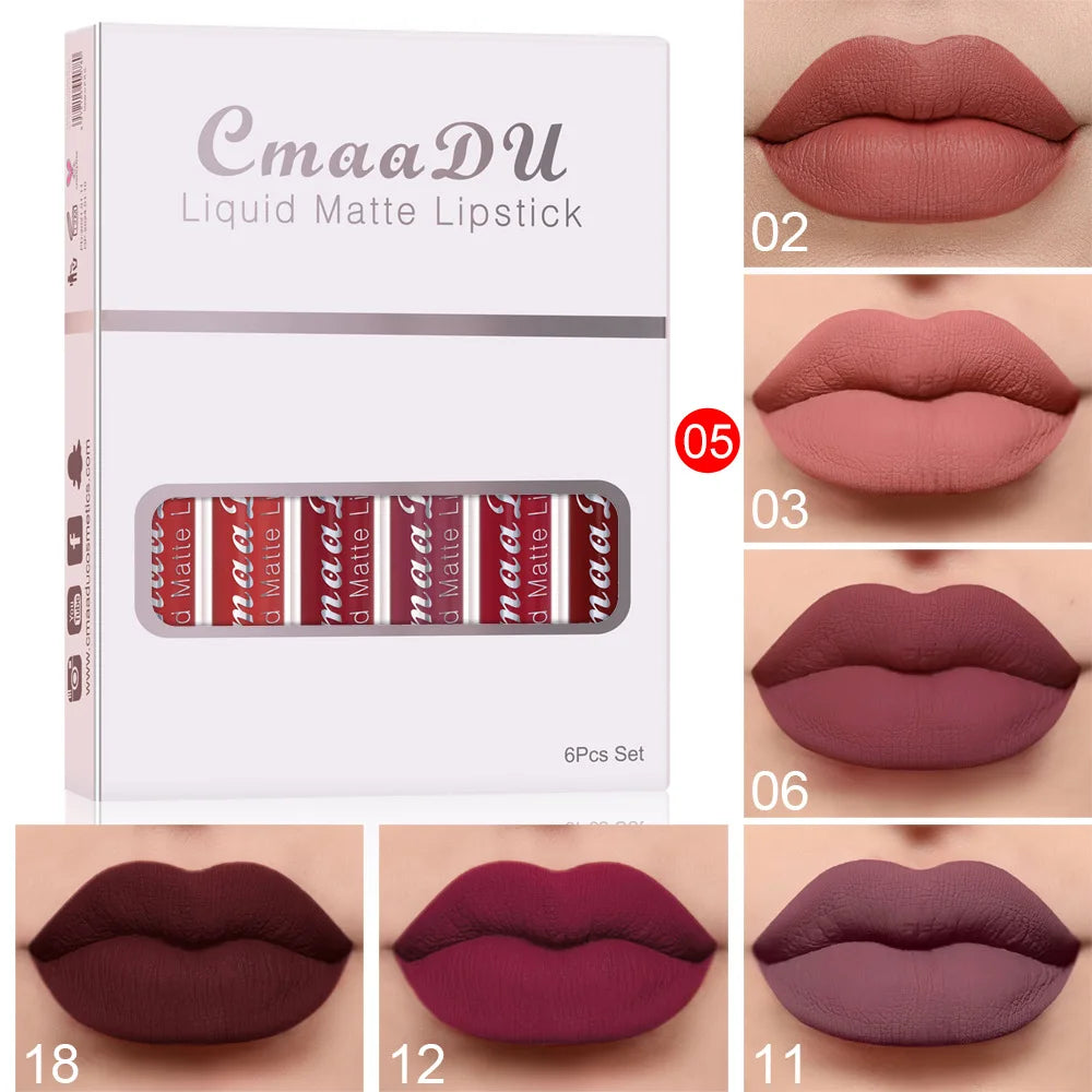 6PCS Liquid Lip Gloss Set – Waterproof & Long Lasting