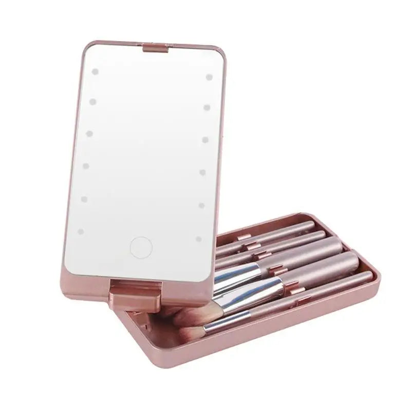 LED Light Makeup Mirror – Travel Compact & Foldable