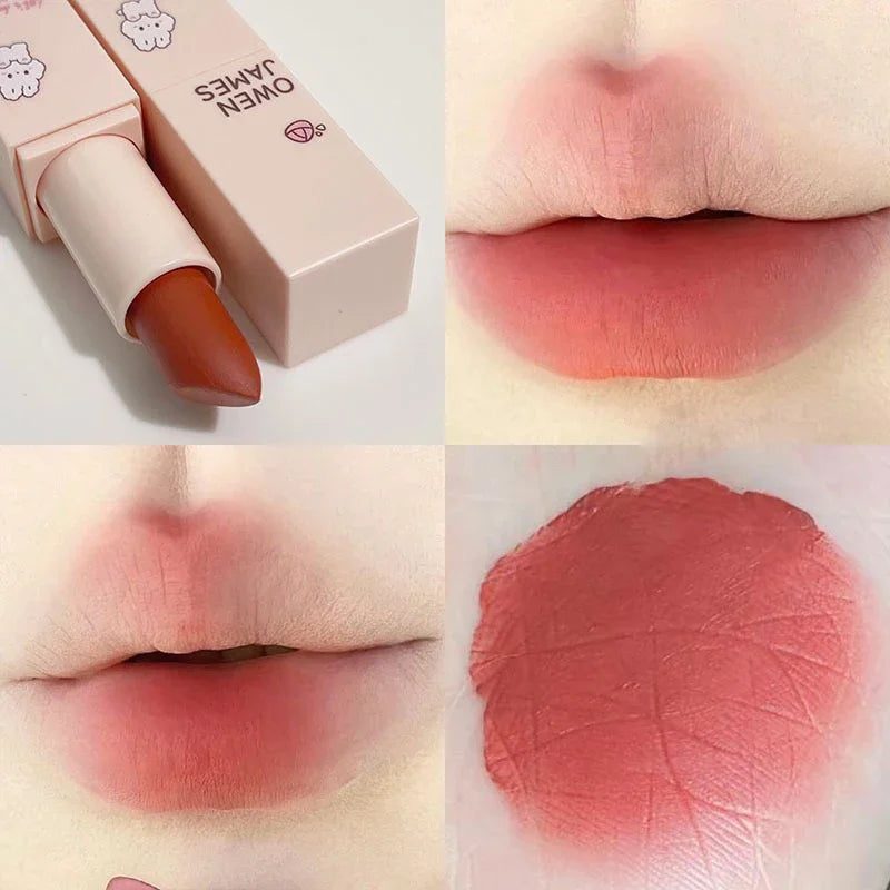 Dusty Pink Velvet Lipstick Milk Silky Texture Lip Rouge Lasting Waterproof Matte Lipsticks Sexy Red Lips Lippy Korean Makeup
