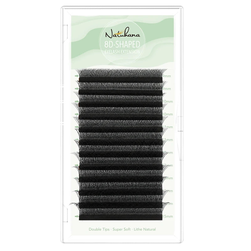 NATUHANA 5 Cases Eyelash Extensions – W-Shape Volume