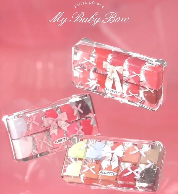 FLORTTE Jelly Lip Gloss Palette – 10-Color Lip Glaze Set