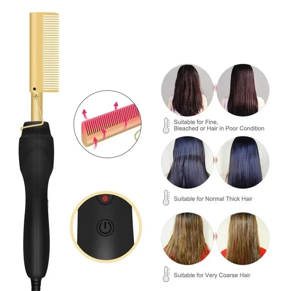 Hair Straightener Flat Iron – Styling Brush & Curling Comb
