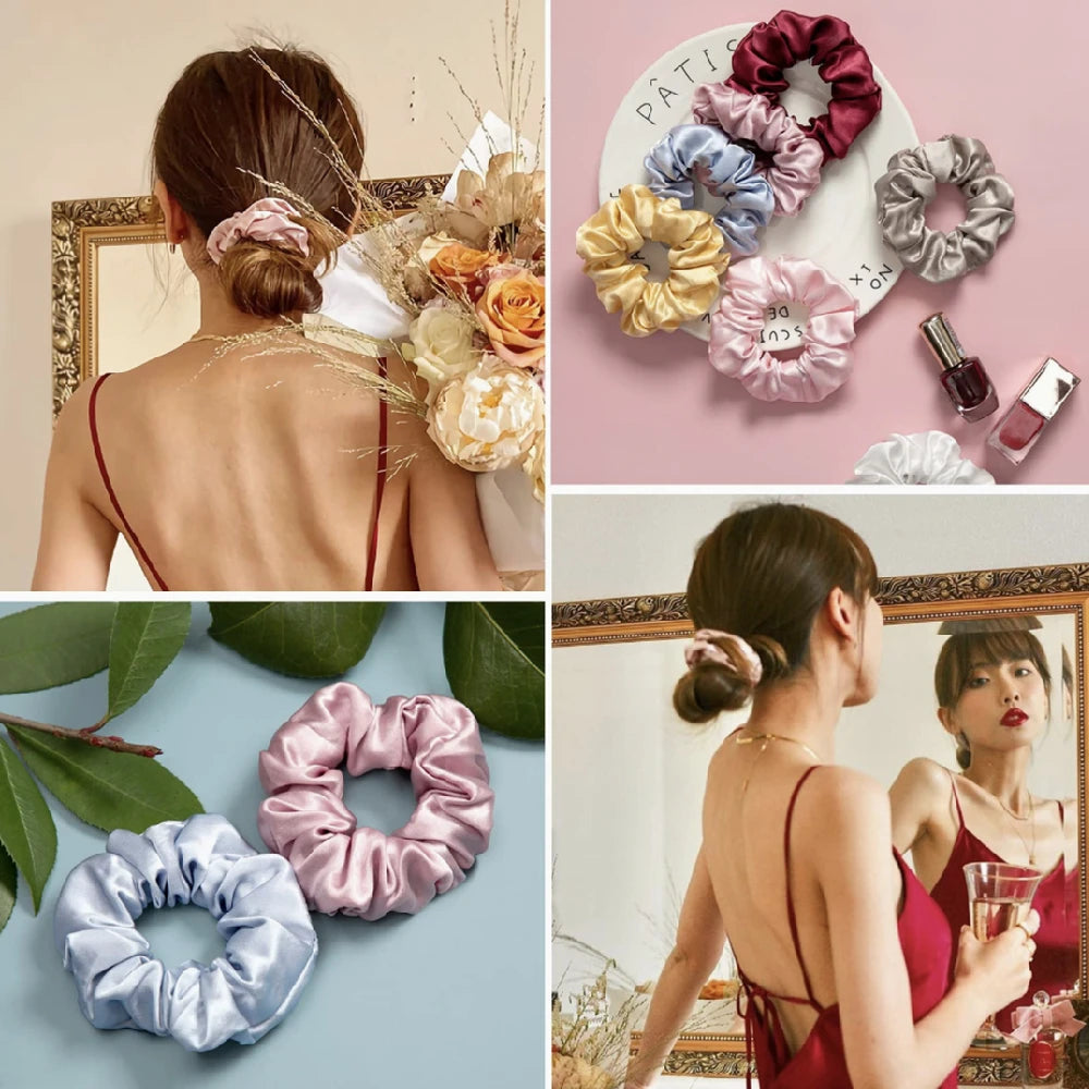 3-Piece Silk Scrunchies – Pure Mulberry Hair Ties
