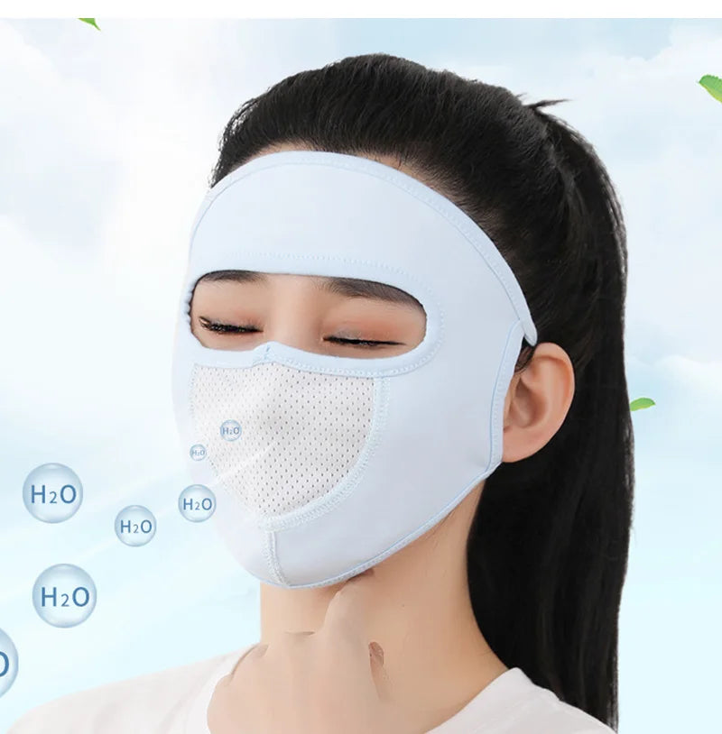 Ice Silk Sunscreen Mask Outdoor Sports Anti-UV Face Mask Cycling Breathable Anti-dust Face Cover Women Girls Hanging Ear Mask