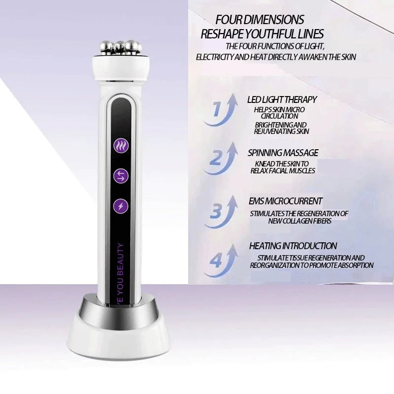 EMS Microcurrent Facial Heating Body Eye RF Face Lift Pulling Electric Rotating Roller Massage Beauty Device