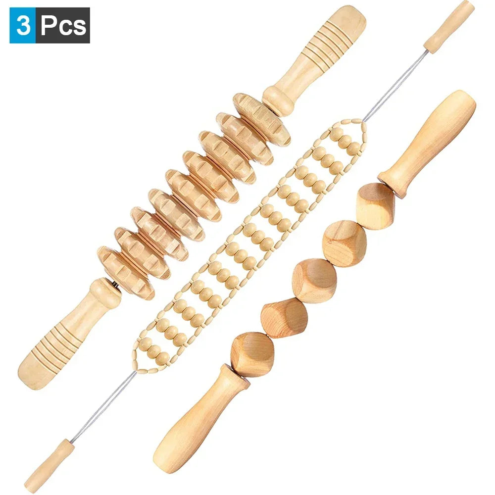 Wood Therapy Massage Tools – Anti-Cellulite Wooden Roller Set