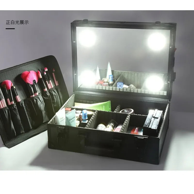 LED Cosmetic Case – Portable Makeup Toolbox with Adjustable Lighting