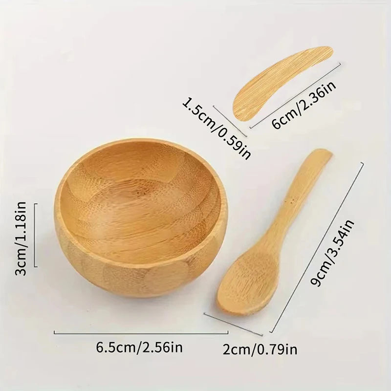 Mini Bamboo Mixing Bowl Set – DIY Face Mask Tools
