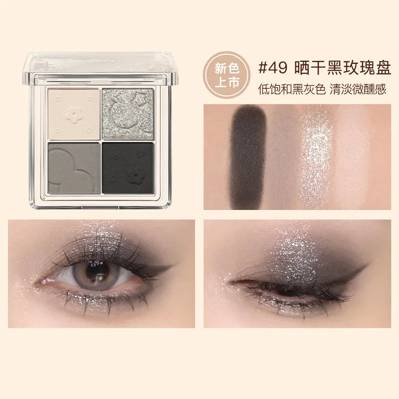 Judydoll 4-Color Eyeshadow Palette – Matte & Glitter Shades