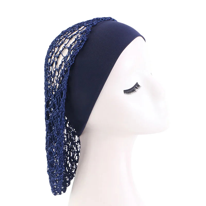 Women’s Crochet Hair Snood – Wide Band Mesh Wig Cap