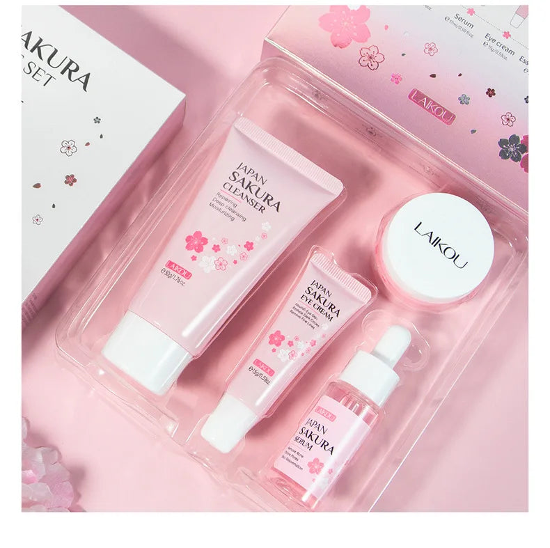 Sakura Skincare Set – Cleanser, Serum, Cream & Eye Care