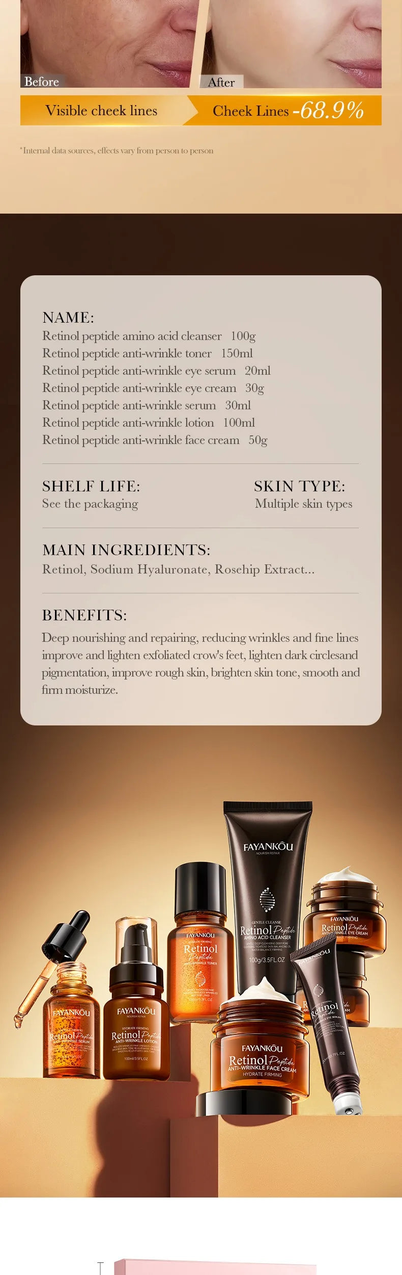 Retinol Peptide Skincare Set – Anti-Aging & Brightening Care