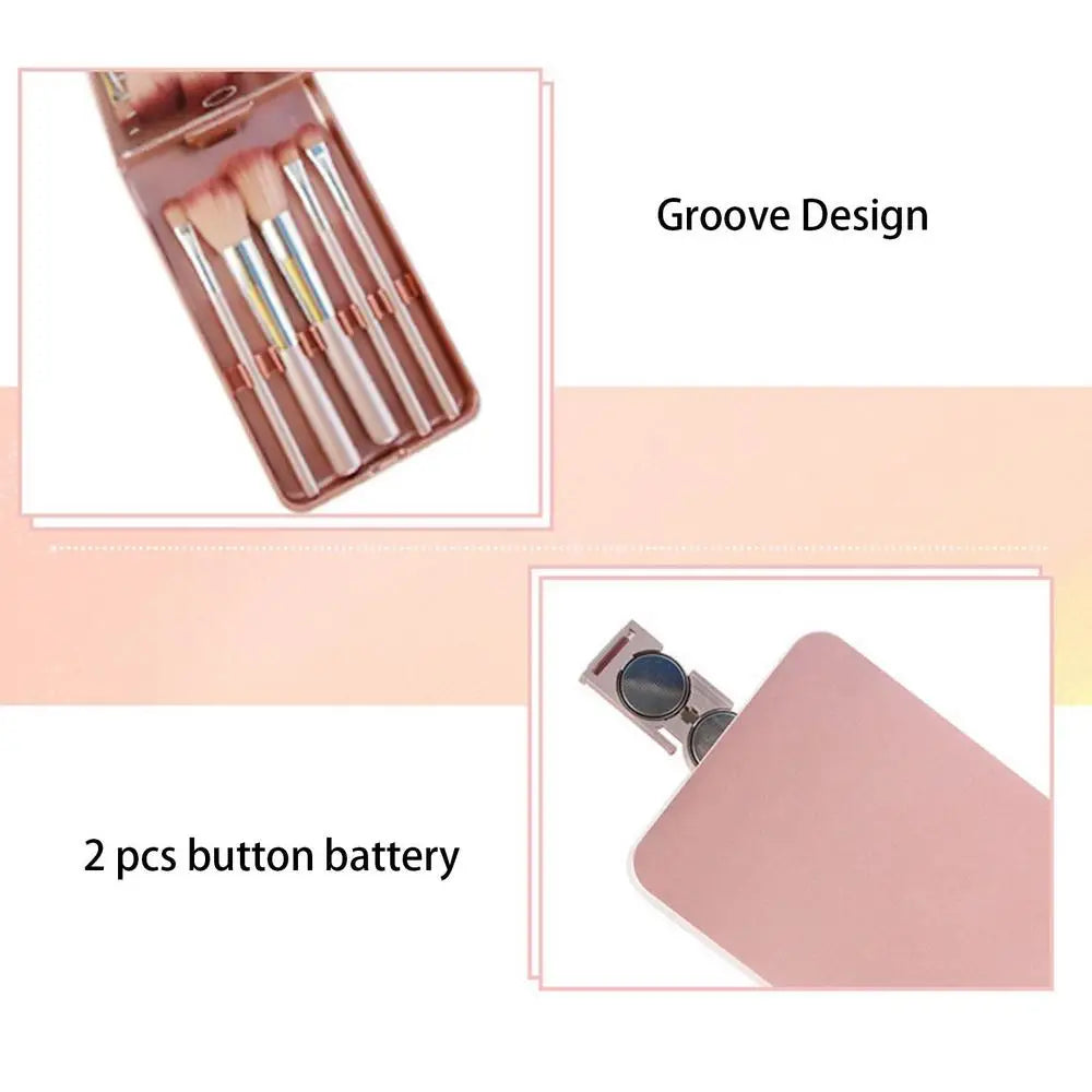 LED Light Makeup Mirror – Travel Compact & Foldable