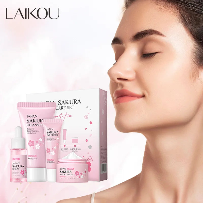 Sakura Skincare Set – Cleanser, Serum, Cream & Eye Cream